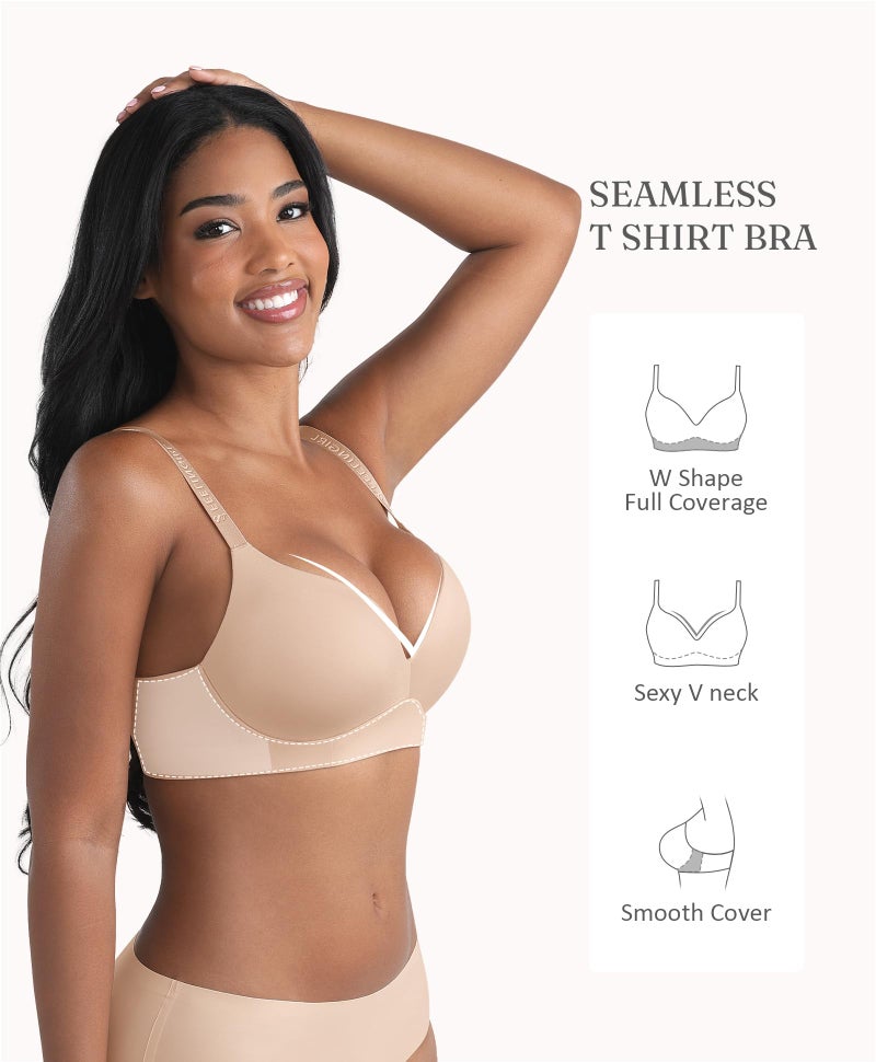 FeelinGirl Comfortable Seamless Full Coverage Bra for Women Wireless Bras with Soft Support Skin 36C - Image 3