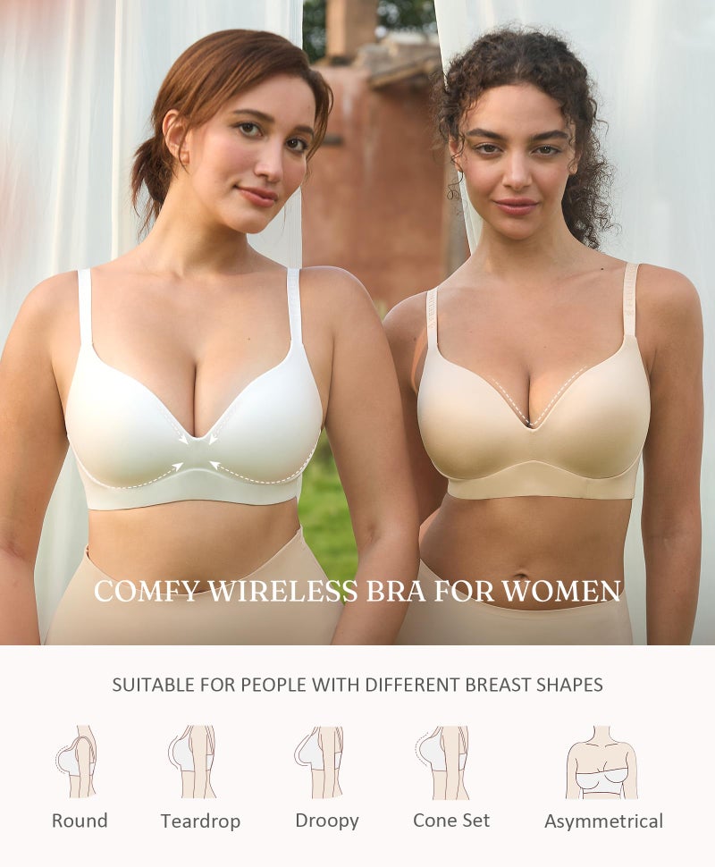 FeelinGirl Comfortable Seamless Full Coverage Bra for Women Wireless Bras with Soft Support Skin 36C - Image 5