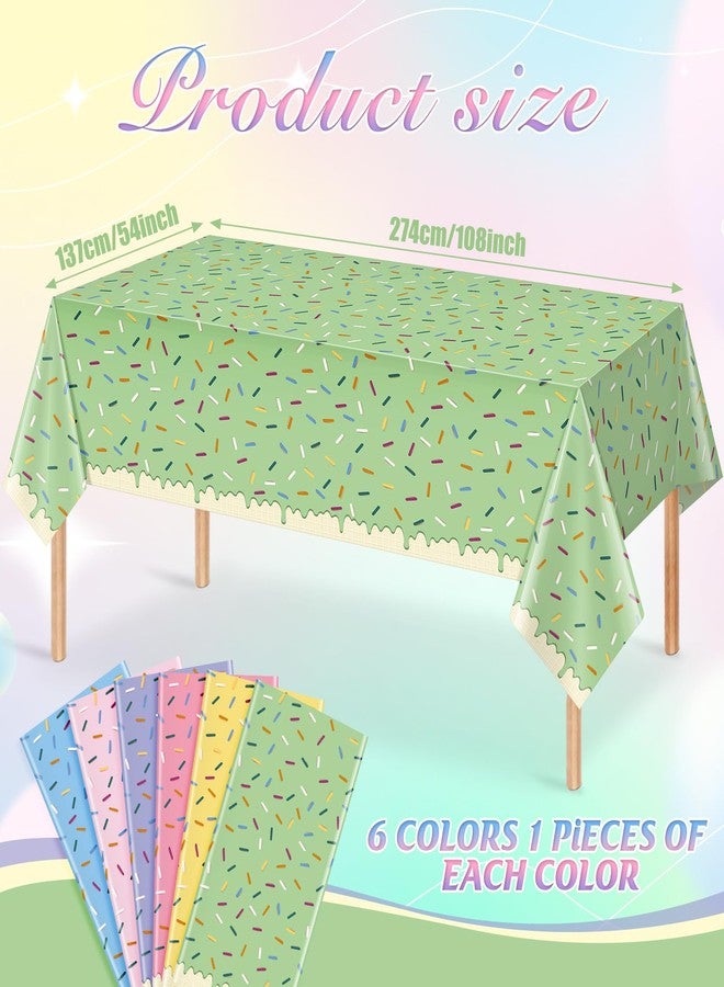 Hallswl 6 Pack Ice Cream Party Decorations Tablecloths,Disposable Plastic Rectangle Table Covers for Baby Shower Sweet One Birthday Donut Themed Party Supplies, 6 Color,54 X 108 Inch - Image 2