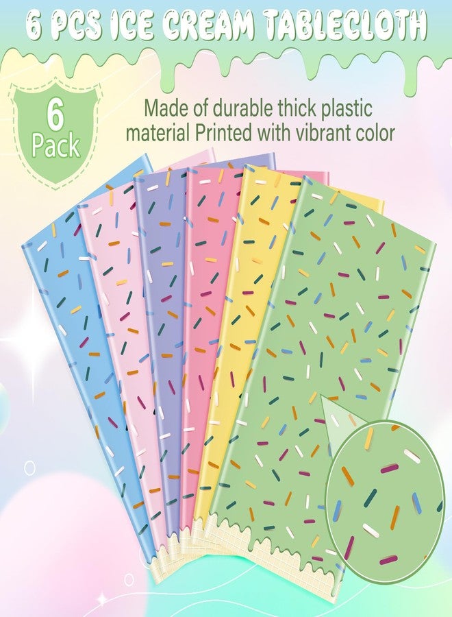 Hallswl 6 Pack Ice Cream Party Decorations Tablecloths,Disposable Plastic Rectangle Table Covers for Baby Shower Sweet One Birthday Donut Themed Party Supplies, 6 Color,54 X 108 Inch - Image 4