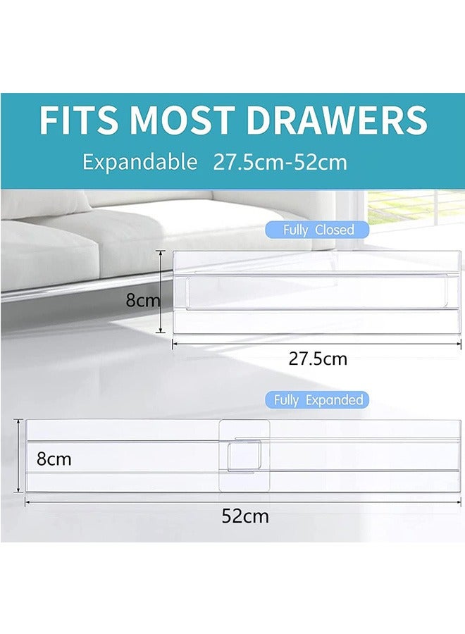 LENND Drawer Dividers Organizers 8 Pack,Adjustable 8cm High Expandable from 27-52cm Kitchen Drawer Organizer, Clear Plastic Drawers Separators for Clothing, Kitchen Utensils and Office Storage - Image 3