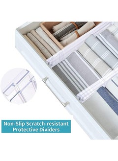 LENND Drawer Dividers Organizers 8 Pack,Adjustable 8cm High Expandable from 27-52cm Kitchen Drawer Organizer, Clear Plastic Drawers Separators for Clothing, Kitchen Utensils and Office Storage  - Image 2