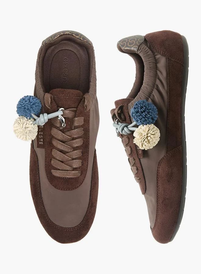 Celeste Women Pom-Pom Detail Ankle Sneakers