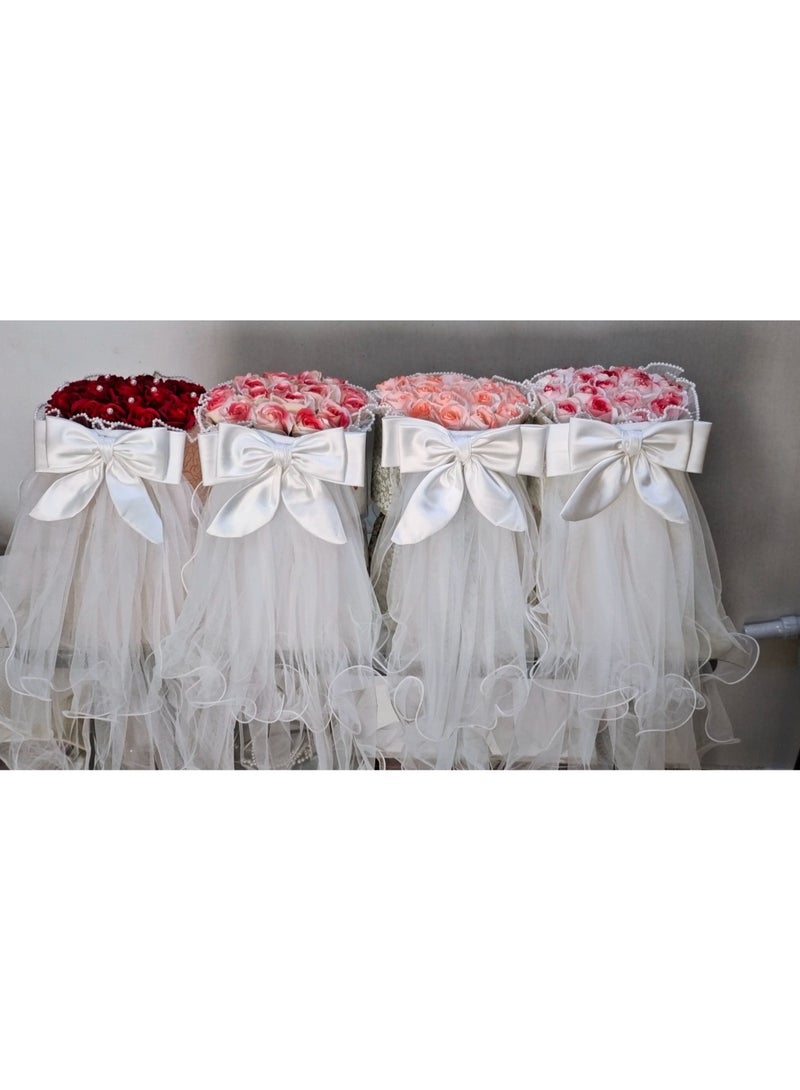 NIBEMINENT 4-Piece Bride Bow Veil Headband with Hair Clip Barrette for Wedding Engagement Bride to Be Bridal Shower Bachelorette - Image 3