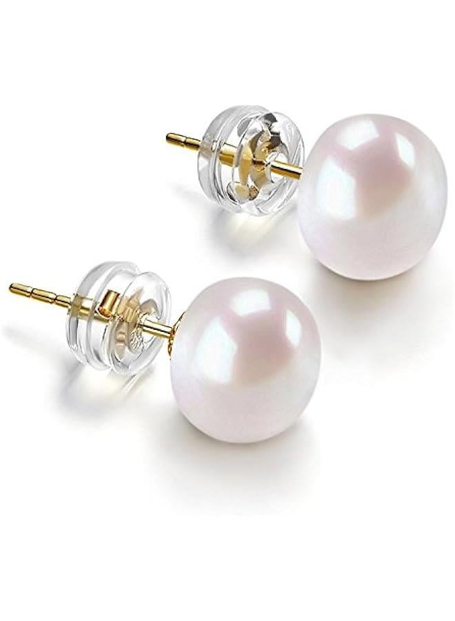 PAVOI 14K Gold AAA+ Handpicked White Freshwater Cultured Pearl Earrings Studs - Image 1