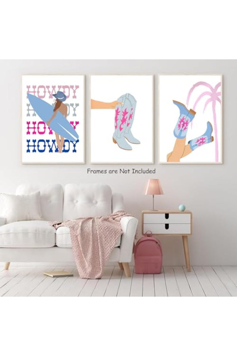 Djmwtb Blue Cowgirl Wall Art Set of 3 (Blue Cowgirl, 16"x24" Poster) - Image 3