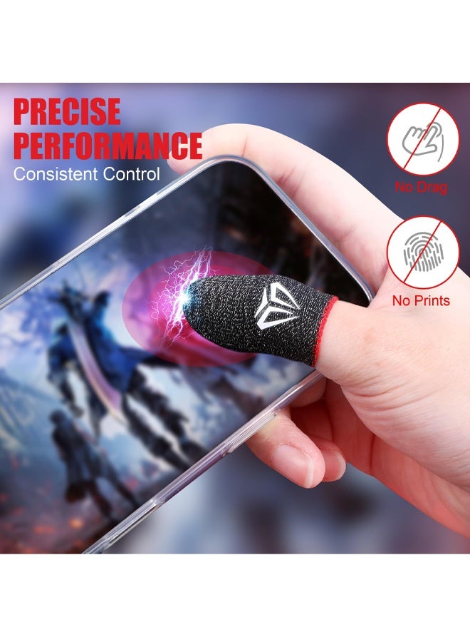 6 Pieces Gaming Finger Sleeves Anti Sweat Gaming Thumb Sleeve Silver Fiber Thin Mobile Finger Protectors Smooth Feel Gamer Gloves Accessories for Most Touchscreen Devices Tablet Phone - Image 4
