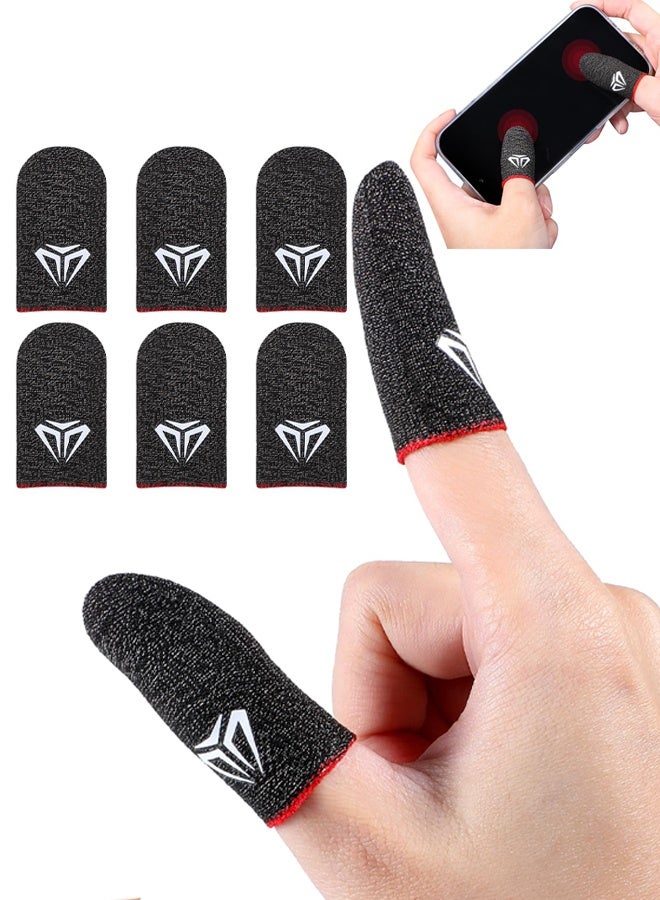 6 Pieces Gaming Finger Sleeves Anti Sweat Gaming Thumb Sleeve Silver Fiber Thin Mobile Finger Protectors Smooth Feel Gamer Gloves Accessories for Most Touchscreen Devices Tablet Phone - Image 1