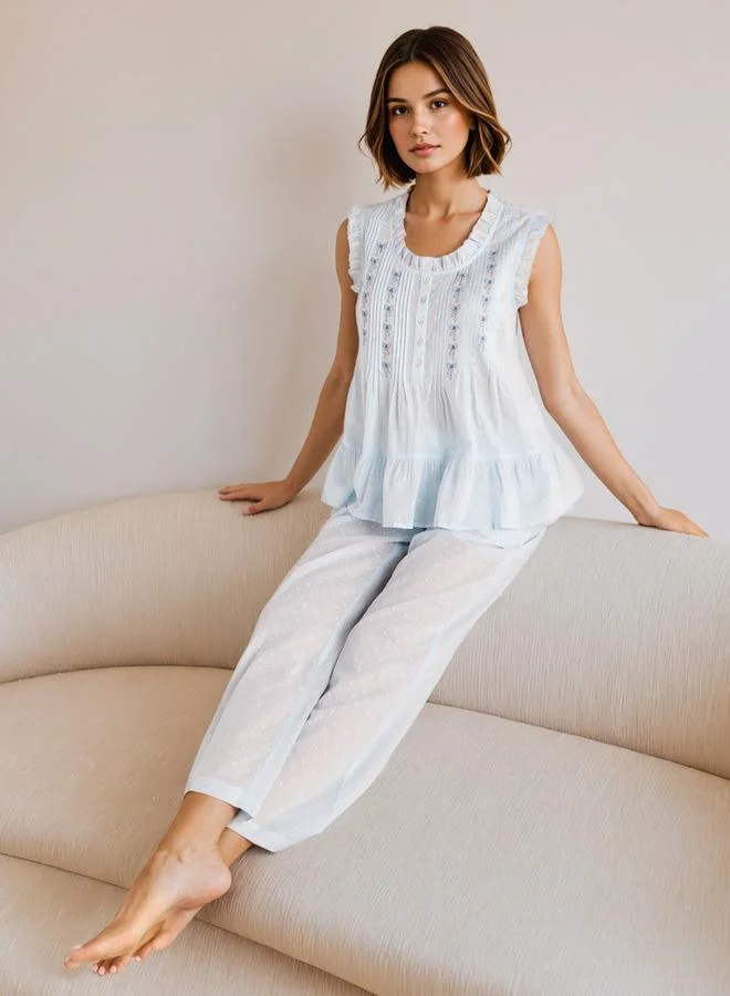 Splash FAV Swiss Dot Print Cotton Pyjama Set