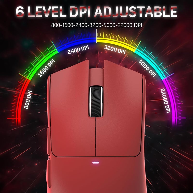 Magic-Refiner Attack Shark X11 59g Super Lightweight Wireless Gaming Mouse with RGB Magnetic Charging Dock,BT/2.4G Wireless/Wired Mouse,22000 DPI,5 Programmable Buttons for PC/Laptop/Mac(Red) - Image 5