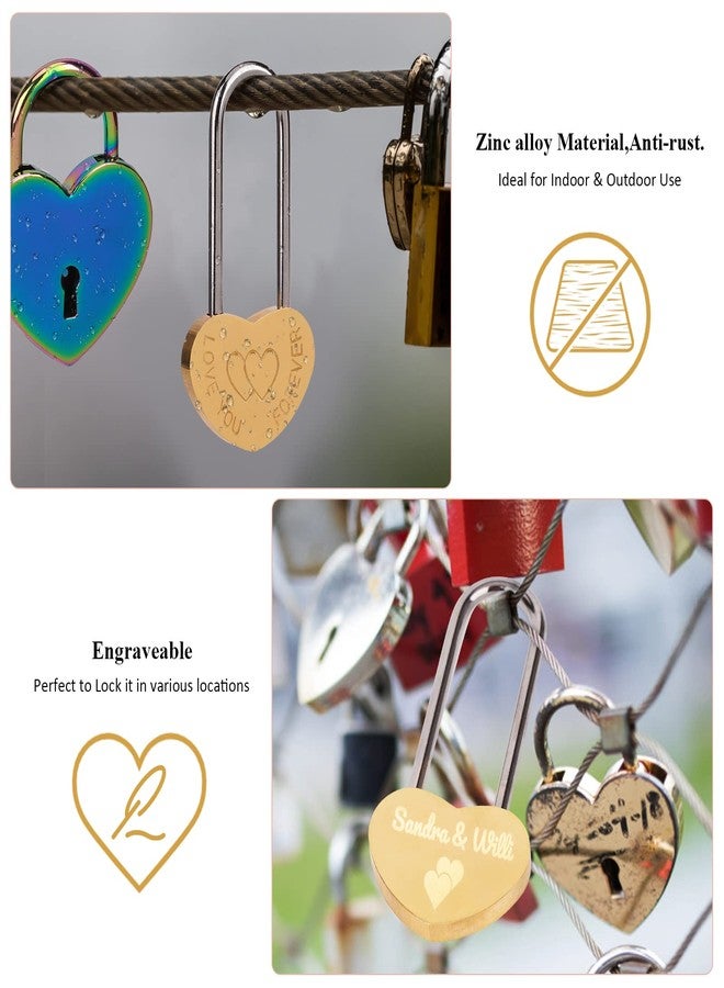 VeYocilk Love Lock Single Heart Gold Padlock:3.5" 50mm Engraved Love-You-Forever Wish Heart Lock Everlasting Love for Lovers Wedding,Valentines,Anniversary,Travel,Valentines Day,Bridge(NO Key) - Image 5