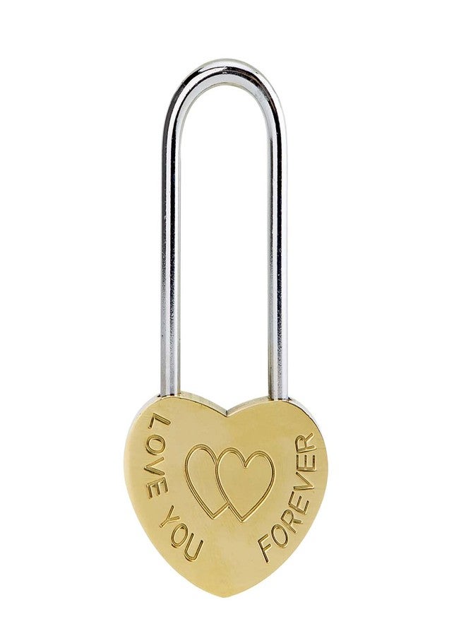 VeYocilk Love Lock Single Heart Gold Padlock:3.5" 50mm Engraved Love-You-Forever Wish Heart Lock Everlasting Love for Lovers Wedding,Valentines,Anniversary,Travel,Valentines Day,Bridge(NO Key) - Image 1