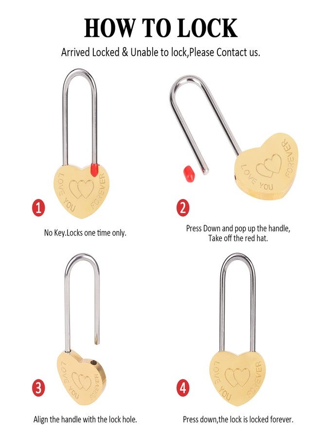 VeYocilk Love Lock Single Heart Gold Padlock:3.5" 50mm Engraved Love-You-Forever Wish Heart Lock Everlasting Love for Lovers Wedding,Valentines,Anniversary,Travel,Valentines Day,Bridge(NO Key) - Image 3