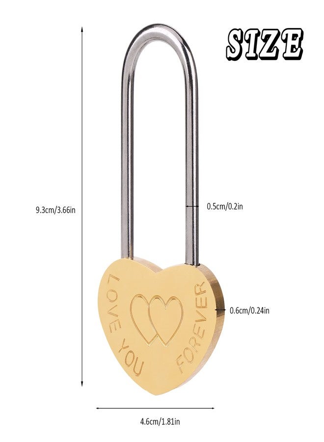 VeYocilk Love Lock Single Heart Gold Padlock:3.5" 50mm Engraved Love-You-Forever Wish Heart Lock Everlasting Love for Lovers Wedding,Valentines,Anniversary,Travel,Valentines Day,Bridge(NO Key) - Image 2