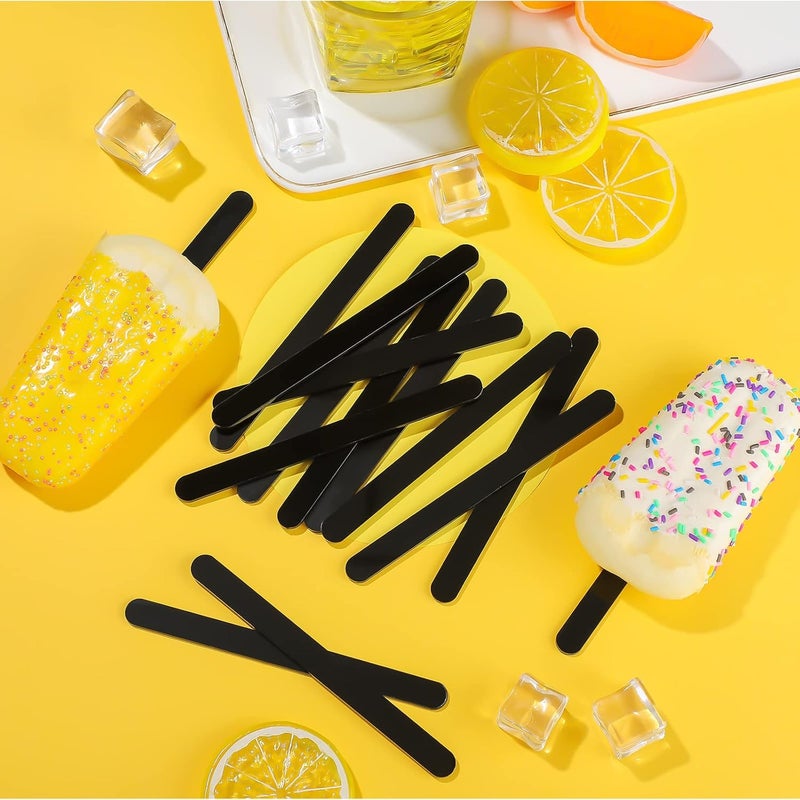 Romooa 30 Pieces Acrylic Sticks Reusable Cakesicle Sticks Cake Pop Mold Mirror Ice Pop Sticks Ice Cream Cakesicle Mold for Home Cake Candy Gifts Party Craft (4.5 Inches, Black) - Image 5