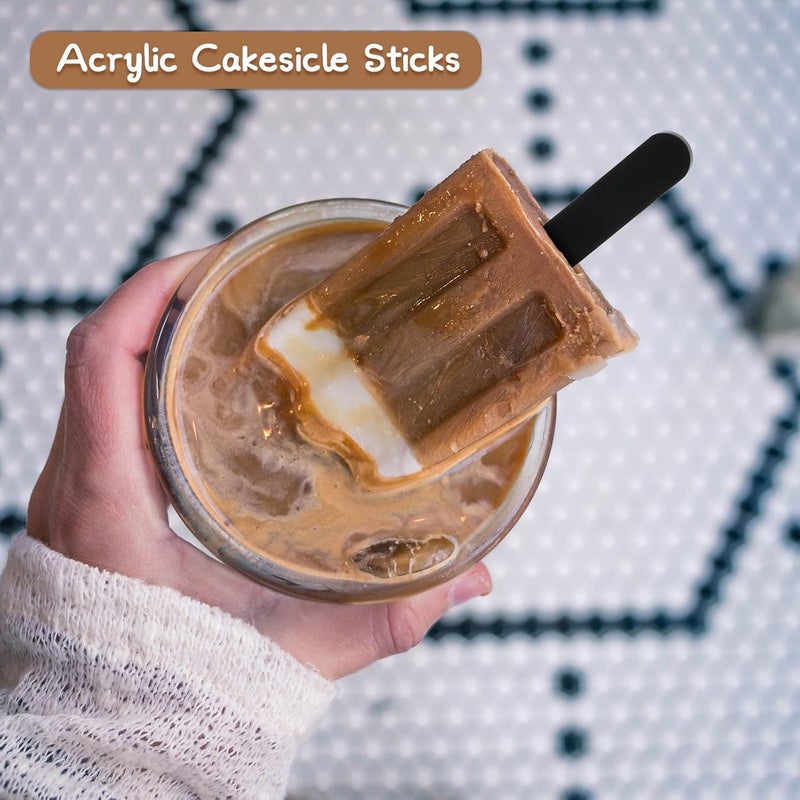 Romooa 30 Pieces Acrylic Sticks Reusable Cakesicle Sticks Cake Pop Mold Mirror Ice Pop Sticks Ice Cream Cakesicle Mold for Home Cake Candy Gifts Party Craft (4.5 Inches, Black) - Image 3