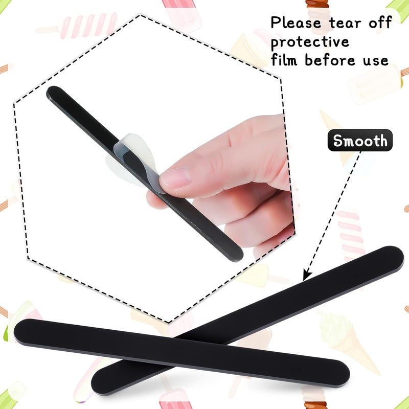 Romooa 30 Pieces Acrylic Sticks Reusable Cakesicle Sticks Cake Pop Mold Mirror Ice Pop Sticks Ice Cream Cakesicle Mold for Home Cake Candy Gifts Party Craft (4.5 Inches, Black) - Image 2