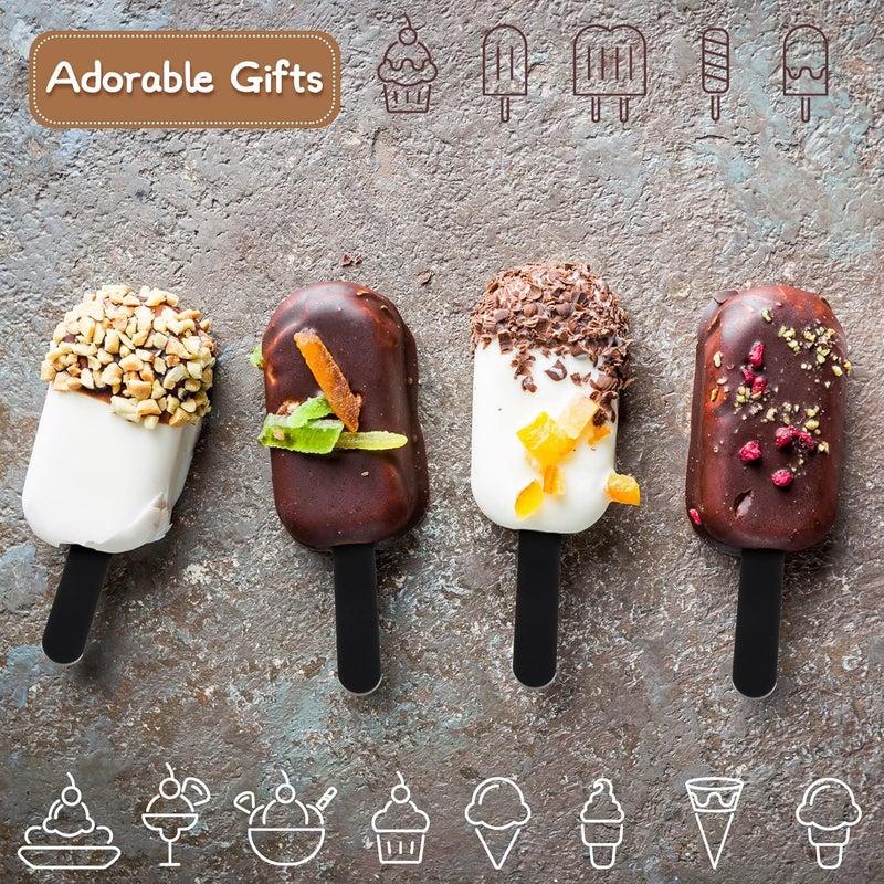 Romooa 30 Pieces Acrylic Sticks Reusable Cakesicle Sticks Cake Pop Mold Mirror Ice Pop Sticks Ice Cream Cakesicle Mold for Home Cake Candy Gifts Party Craft (4.5 Inches, Black) - Image 4