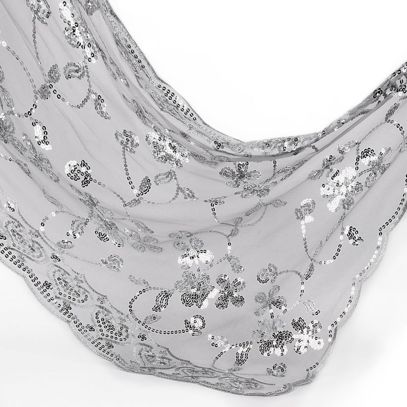 Ladiery Sequin Floral Shawls and Wraps for Evening Dresses,Women sparkly Sheer Mesh Wedding Shawls for Evening Party - Image 5