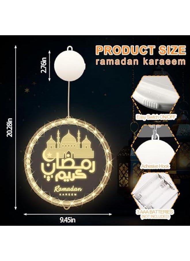 Arabest Eid Ramadan LED Lights, Islamic Mubarak Decor with Castle Hanging Lights for Indoor Outdoor, Warm Window Decorations for Bedroom Party.  - Image 2