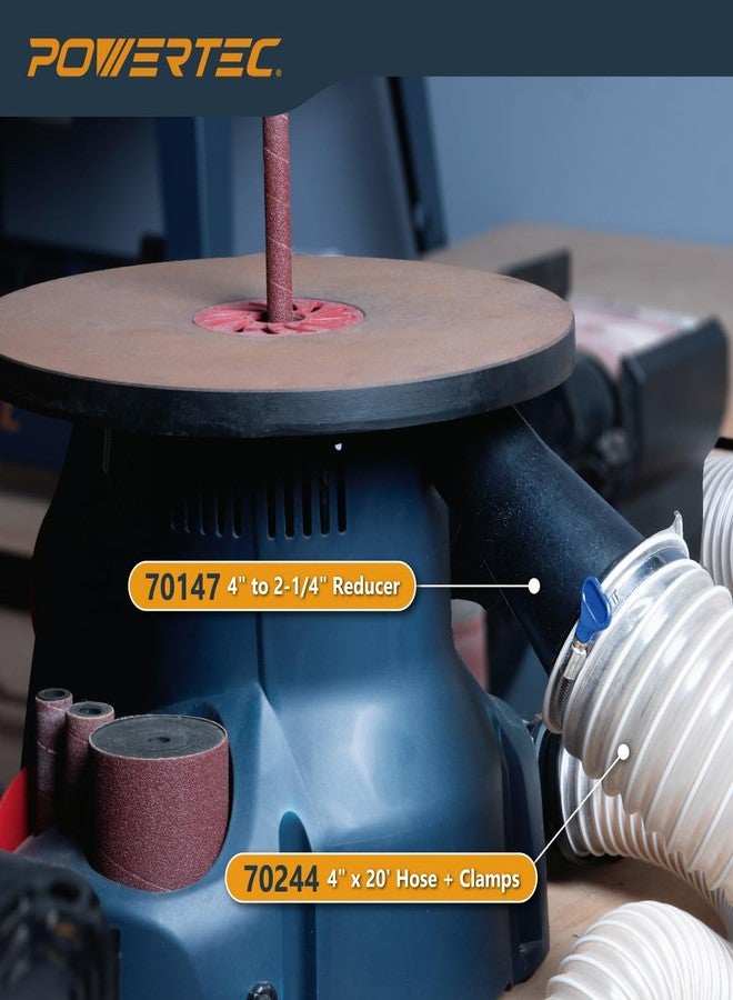 باورتيك محول مخفض خرطوم POWERTEC 70147 بقطر خارجي 4 بوصات إلى قطر خارجي 2-1/4 بوصة لأنظمة جمع الغبار - Image 5