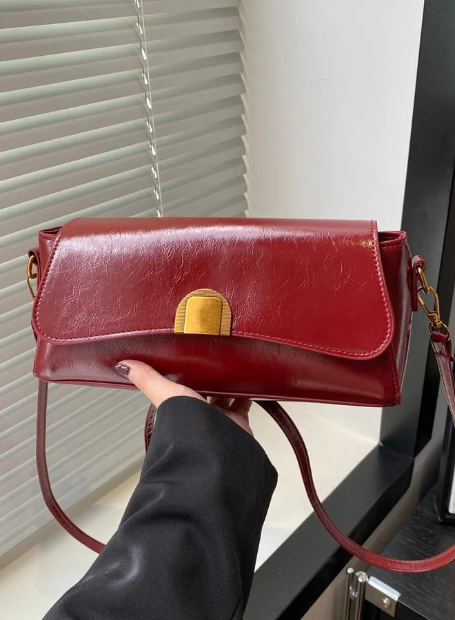 Take Two Red Faux Leather Crossbody Bag