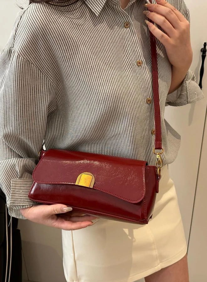 Take Two Red Faux Leather Crossbody Bag