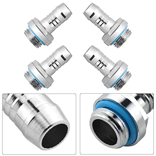 BXQINLENX Silver Chrome G1/4" to 7/16" Barb Fitting (Tubing ID 9.5MM) for Computer Water Cooling System Through Joint Straight Joint(4 PCS) - Image 3