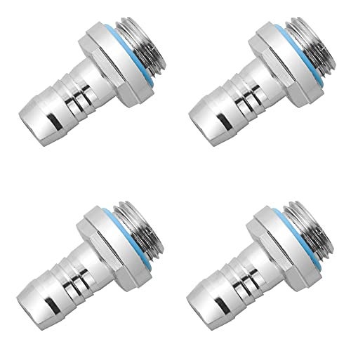 BXQINLENX Silver Chrome G1/4" to 7/16" Barb Fitting (Tubing ID 9.5MM) for Computer Water Cooling System Through Joint Straight Joint(4 PCS) - Image 1