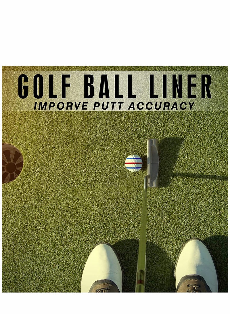 8 Pcs Precision Golf Ball Marker Including 4 Golf Ball Marking Stencils and 4 Colors Golf Ball Markers, Golf Ball Line Marking Tool Kit, Alignment Identification Tool (Red + Blue + Black + Green Pen)