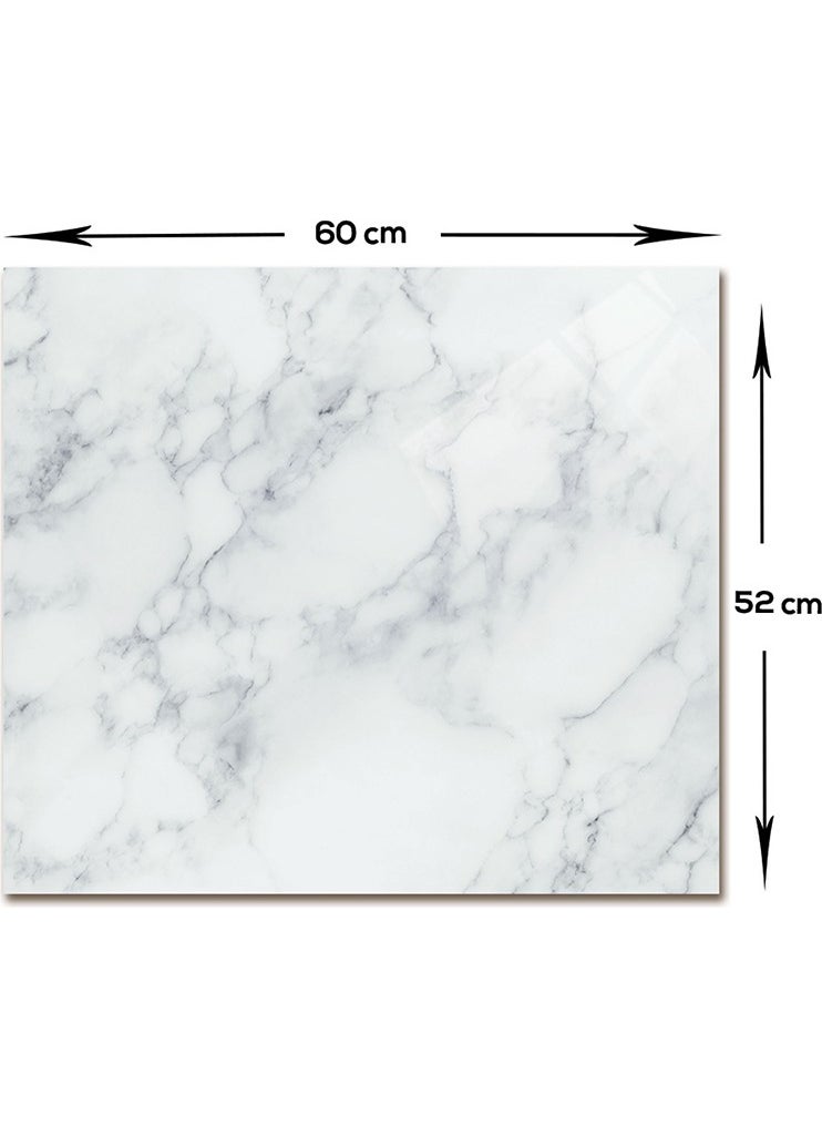 DECORITA 3-Piece Set Classic Marble Look | Glass Stove Back - Glass Cutting Board - Tray - Coaster  - Image 3