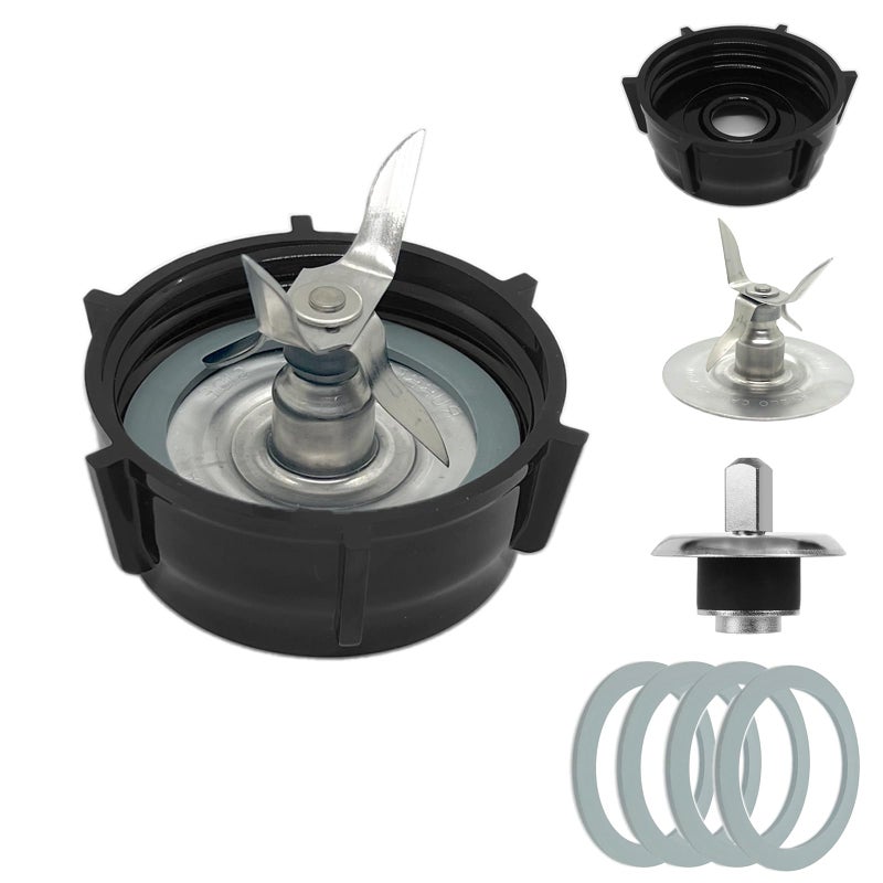 Gnicaela for Oster Blender Replacement Parts Kit - Ice Crusher Blade with Jar Base Cap, Coupling Stud Slinger Pin & 4 Rubber O Ring Sealing Gaskets - Image 1