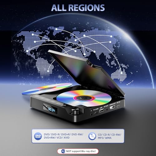 Desobry Mini DVD Player for TV, All Region Free DVD Player HDMI, Small Compact Flip-Top Design, with USB/TF Card Input, Supports PAL/NTSC - Image 4