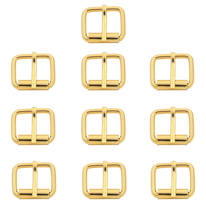 BIKICOCO 45 Roller Pin Belt Buckles Non Welded for Bags Collars Shoes and Belt Straps Golden Pack of 10 - Image 1