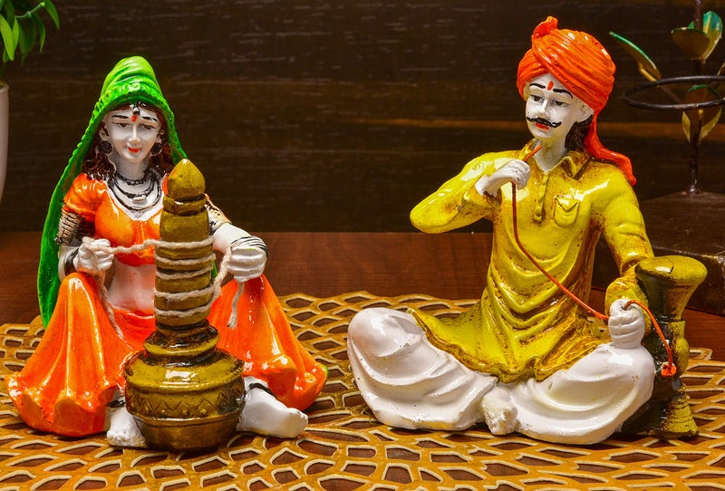 Karigaari India Polyresine Set of 2 Rajasthani Showpiece for Home Decor - Image 1