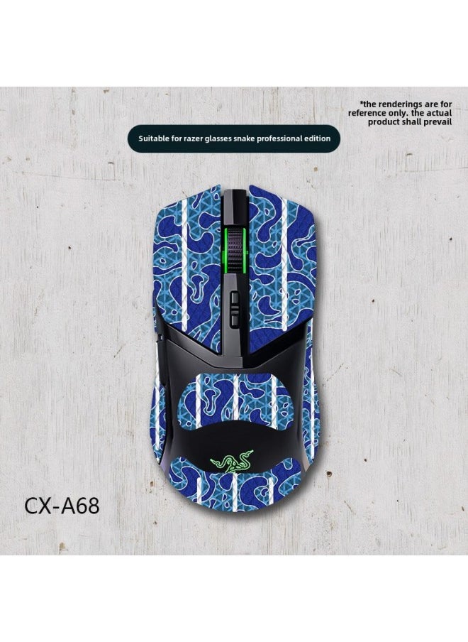 Suitable For Thundersnake Cobra Mouse Anti-Slip Sticker Professional Edition Full Bag With Back Sticker Sweat Absorbing Anti-Slip Lizard Skin For Wholesale-Color:RAzer CobrA-CX-A68/white DiAmond-All Inclusive  - Image 1