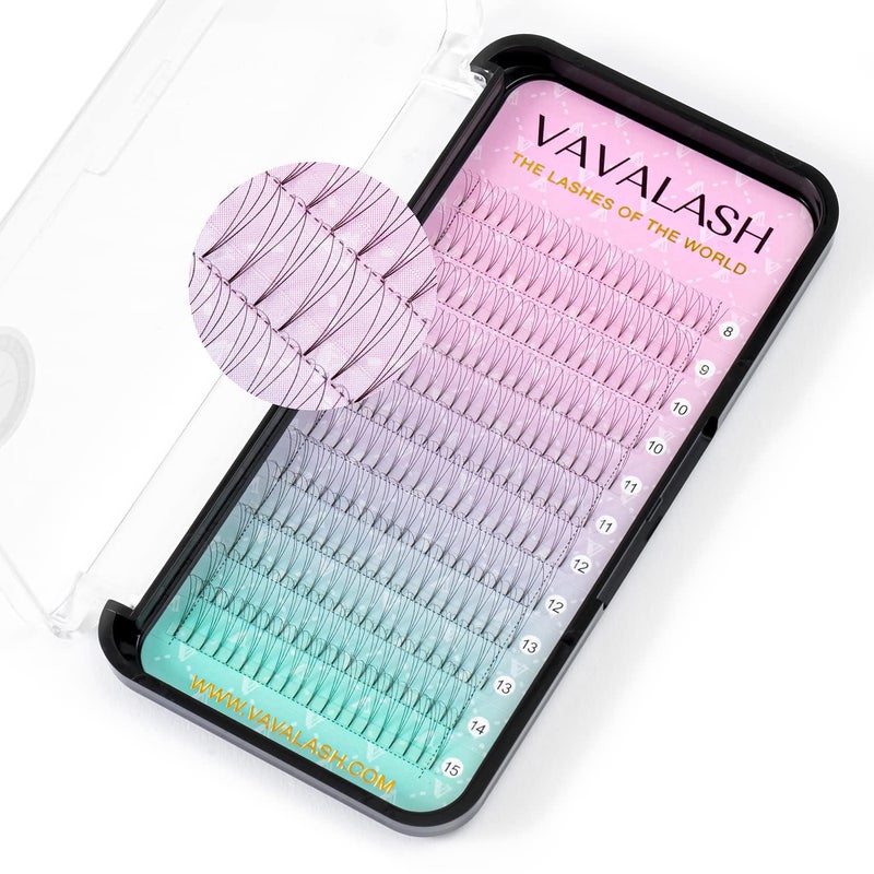 VAVALASH Eyelash Extensions 3D 4D 5D 6D 7D 10D Thickness 00500701 CD Curl Eyelashes Short Stem heat bonded Premade Fans Russian Volume Prefanned Lash Extensions Supplies 3D007D14mm