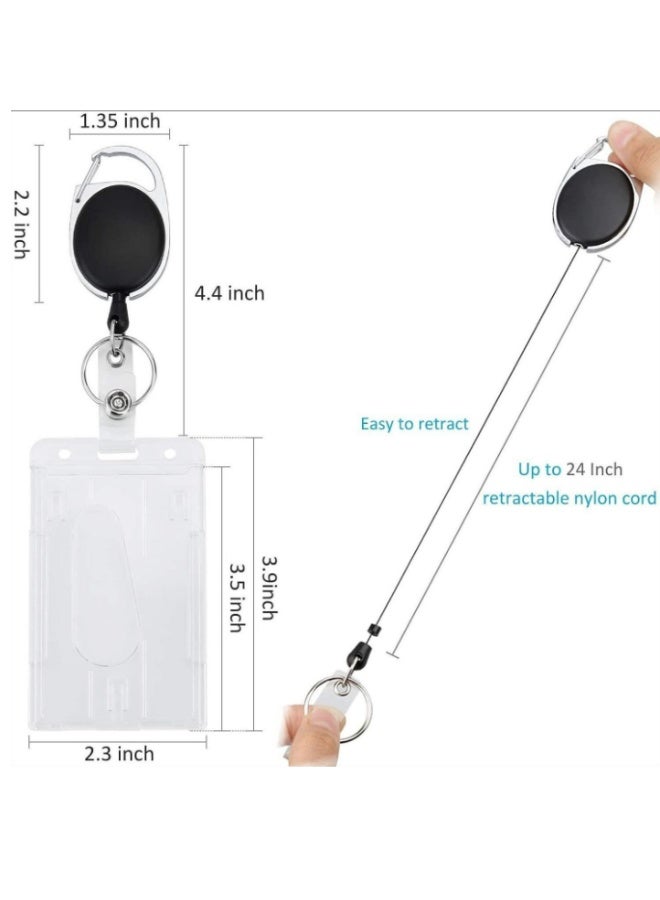 Generic ID Card and Badge Holder with Retractable Lanyards, Silicone Bead Card Sleeve Transparent ID Window Case, Retractable Badge Reel Carabiner Clip Card for Women Nurse Teacher Student  - Image 5