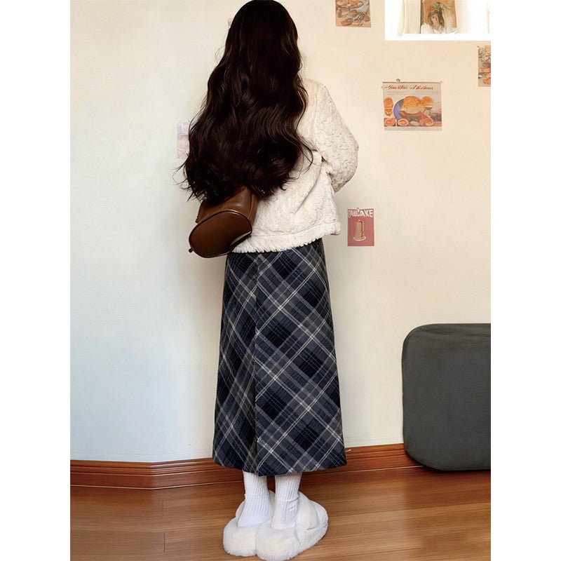 Women's Plaid A-Line Split Midi Skirt - Image 1
