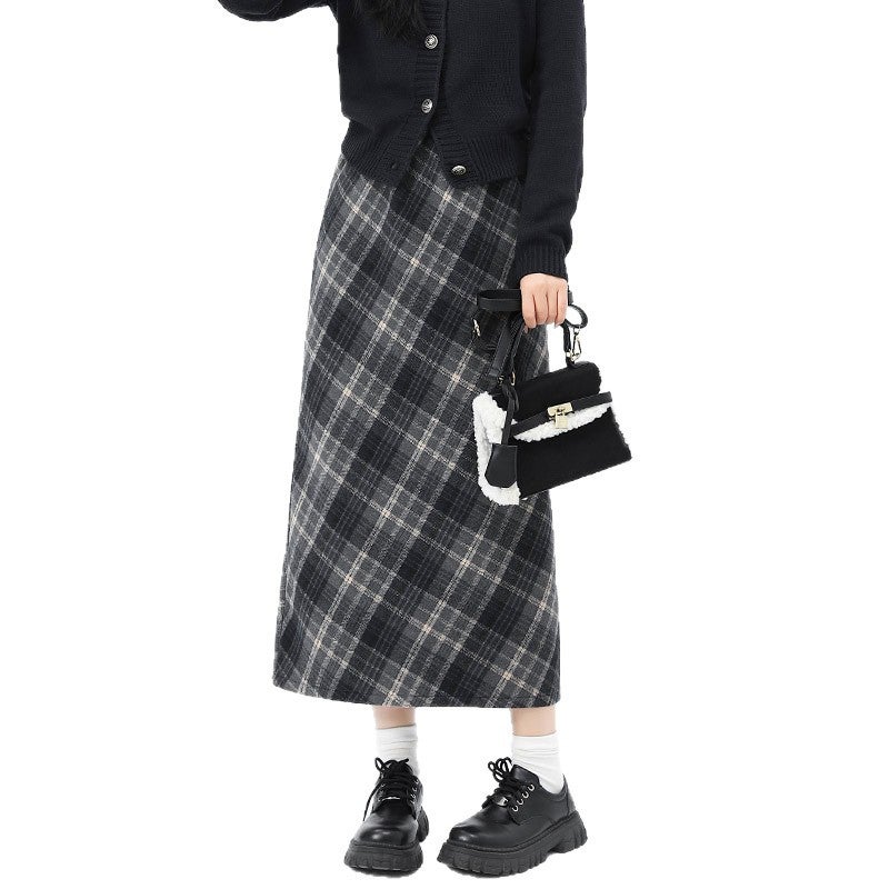Women's Plaid A-Line Split Midi Skirt - Image 5