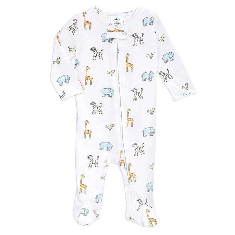 aden + anais aden anais Baby Comfort Knit Footie One Piece Onesie Pajamas for Babies Newborn Infant Long Sleeve Union Suit Super Soft Cotton Muslin PJs Jungle Jammin 69M