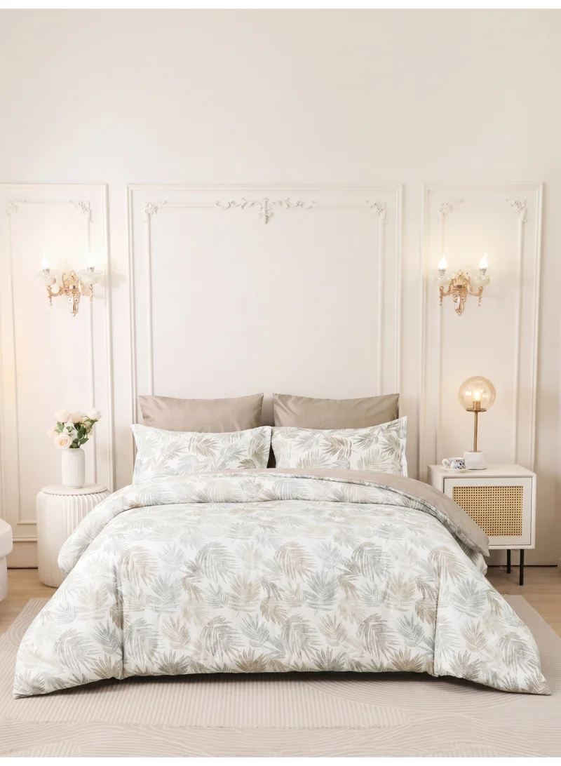 Printed Duvet Set, King Size Fits 200x200 cm - 6-Pcs Bed Set, Brushed Microfiber Fabric - 1 Duvet Cover, 1 Fitted Sheet, 2 Pillow Shams, 2 Pillowcases (Filler Not Included)