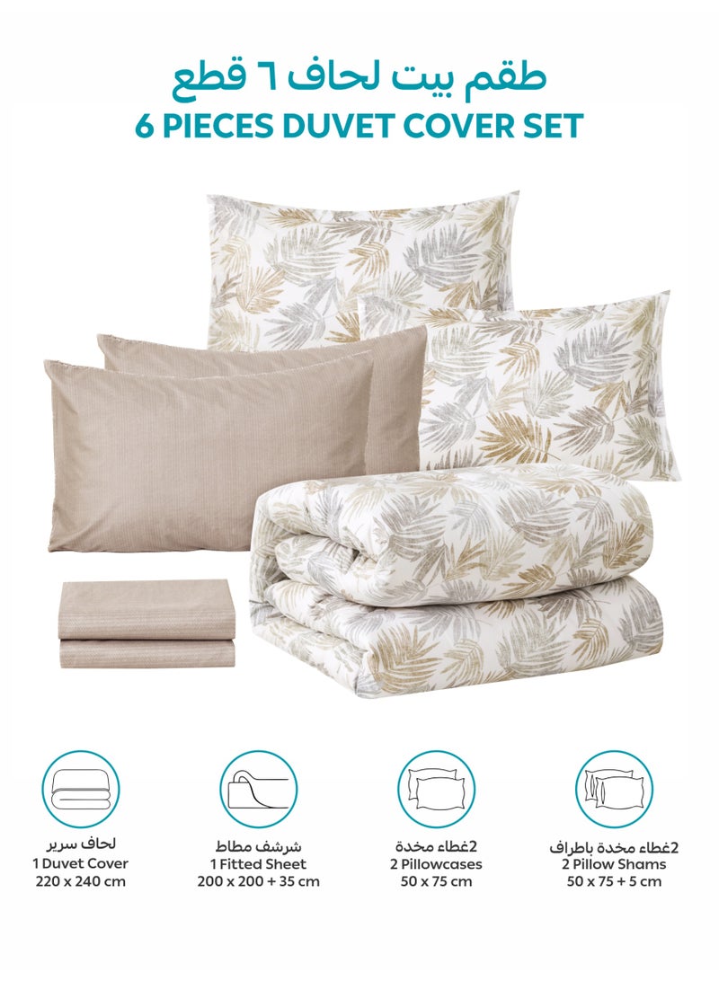 Donetella Printed Duvet Set, King Size Fits 200x200 cm - 6-Pcs Bed Set, Brushed Microfiber Fabric - 1 Duvet Cover, 1 Fitted Sheet, 2 Pillow Shams, 2 Pillowcases (Filler Not Included) - Image 4