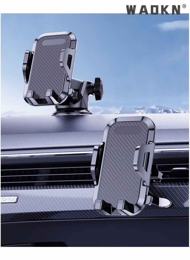 WAOKN - Phone Mount for Car (3 in 1) Dashboard Windshield Air Vent [Multi-Angle Adjustment Arm] Dash Phone Holder Mount, Car Cell Phone Holder, Hands Free iPhone Stand for Car Fit for All Mobile Phones - Image 1