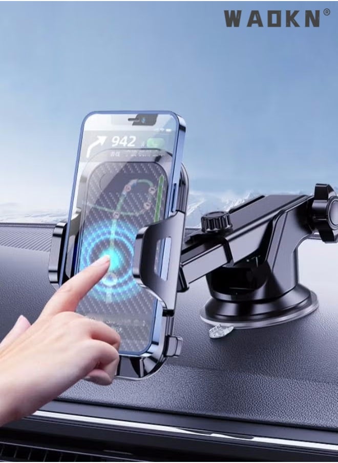 WAOKN - Phone Mount for Car (3 in 1) Dashboard Windshield Air Vent [Multi-Angle Adjustment Arm] Dash Phone Holder Mount, Car Cell Phone Holder, Hands Free iPhone Stand for Car Fit for All Mobile Phones - Image 1