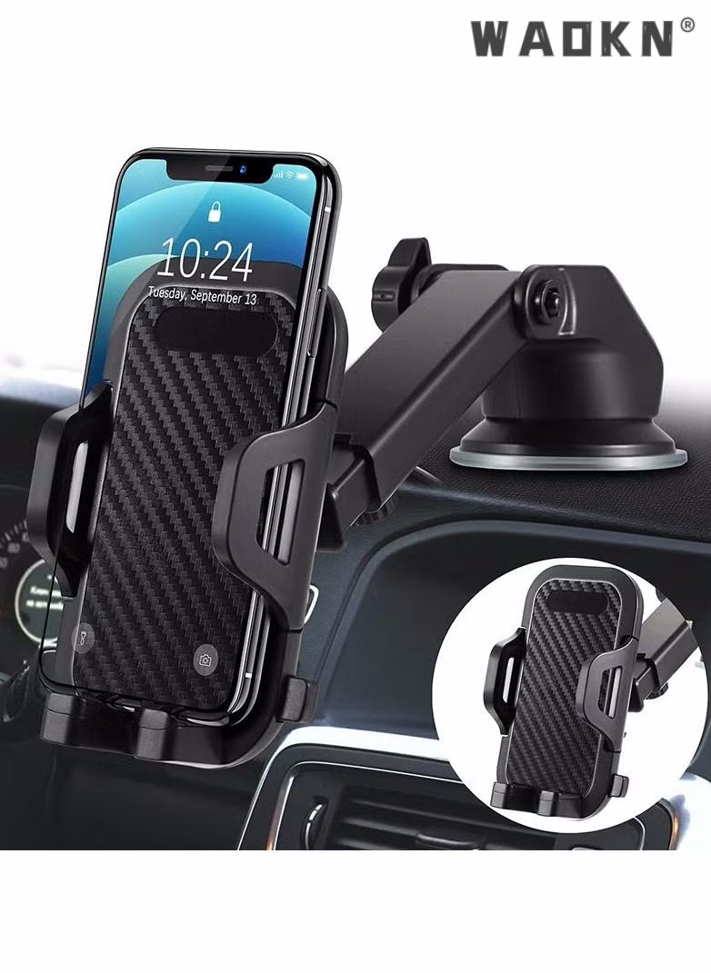 WAOKN - Phone Mount for Car (3 in 1) Dashboard Windshield Air Vent [Multi-Angle Adjustment Arm] Dash Phone Holder Mount, Car Cell Phone Holder, Hands Free iPhone Stand for Car Fit for All Mobile Phones - Image 1