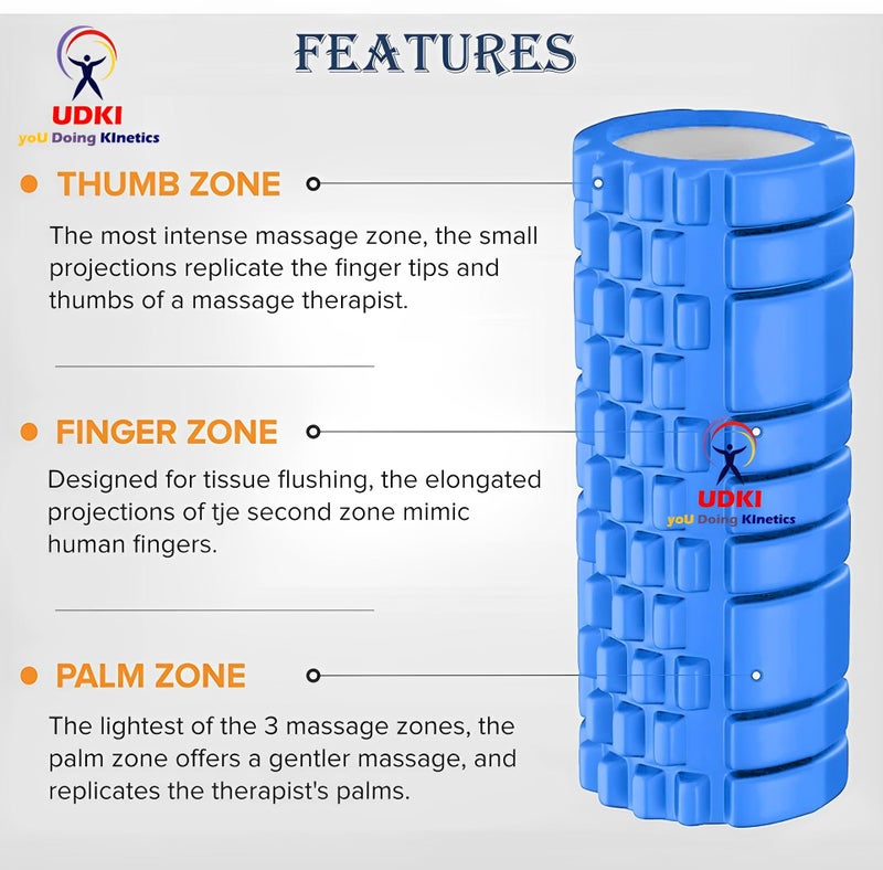 UDKI Foam Roller, Deep Tissue Massage and Body Pain High Density Foam Roller for Exercise in Gym, Home Back Roller for Muscle Recovery Massage Roller for Stretching - 33cm, Grey - Image 5