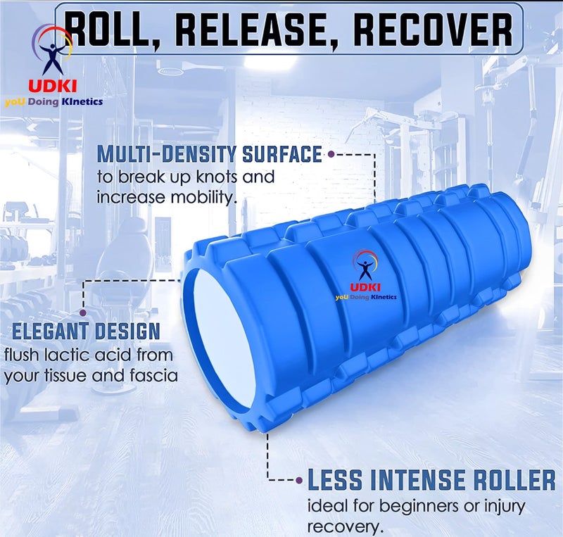UDKI Foam Roller, Deep Tissue Massage and Body Pain High Density Foam Roller for Exercise in Gym, Home Back Roller for Muscle Recovery Massage Roller for Stretching - 33cm, Grey - Image 3