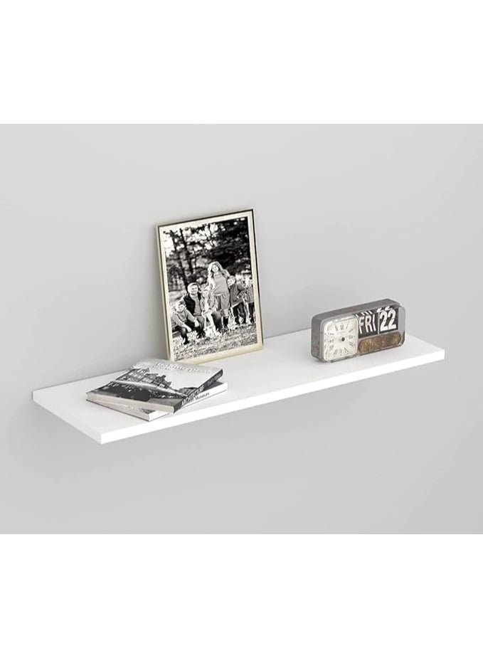 Home Gallery Single Floating Shelf – Wall Mounted Wooden Storage & Display Rack, 60x20 cm, Modern White Shelf for Living Room, Bedroom, Kitchen, Office, or Hallway Décor - Image 2