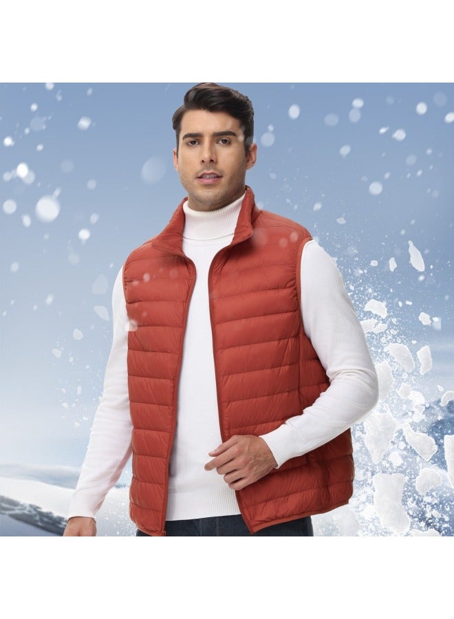 Autumn/winter Men's Down Vest Fashionable And Warm 80% White Duck Down Stand Collar Jacket Lightweight Down Coat